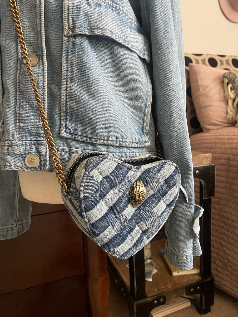Kurt Geiger Denim Heart Crossbody - Picture 2 of 5